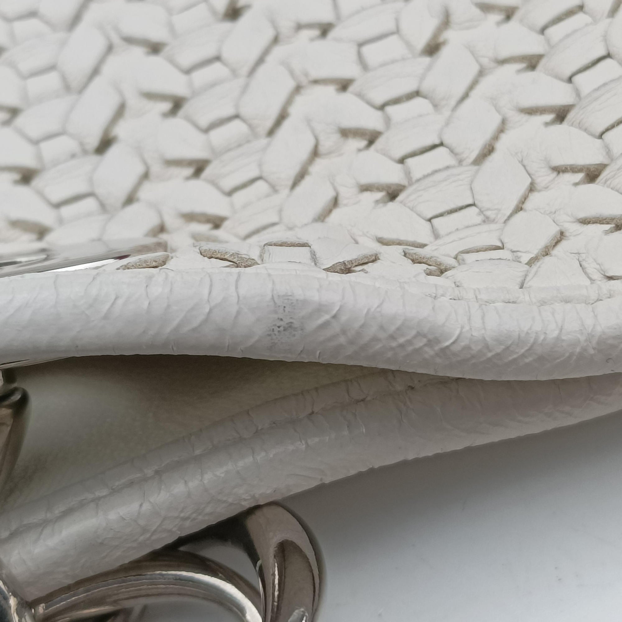 Pre-owned Christian Dior Soft Lady Dior Canage INTRECCIATO Tote White lambskin  handbag | stylenewstar