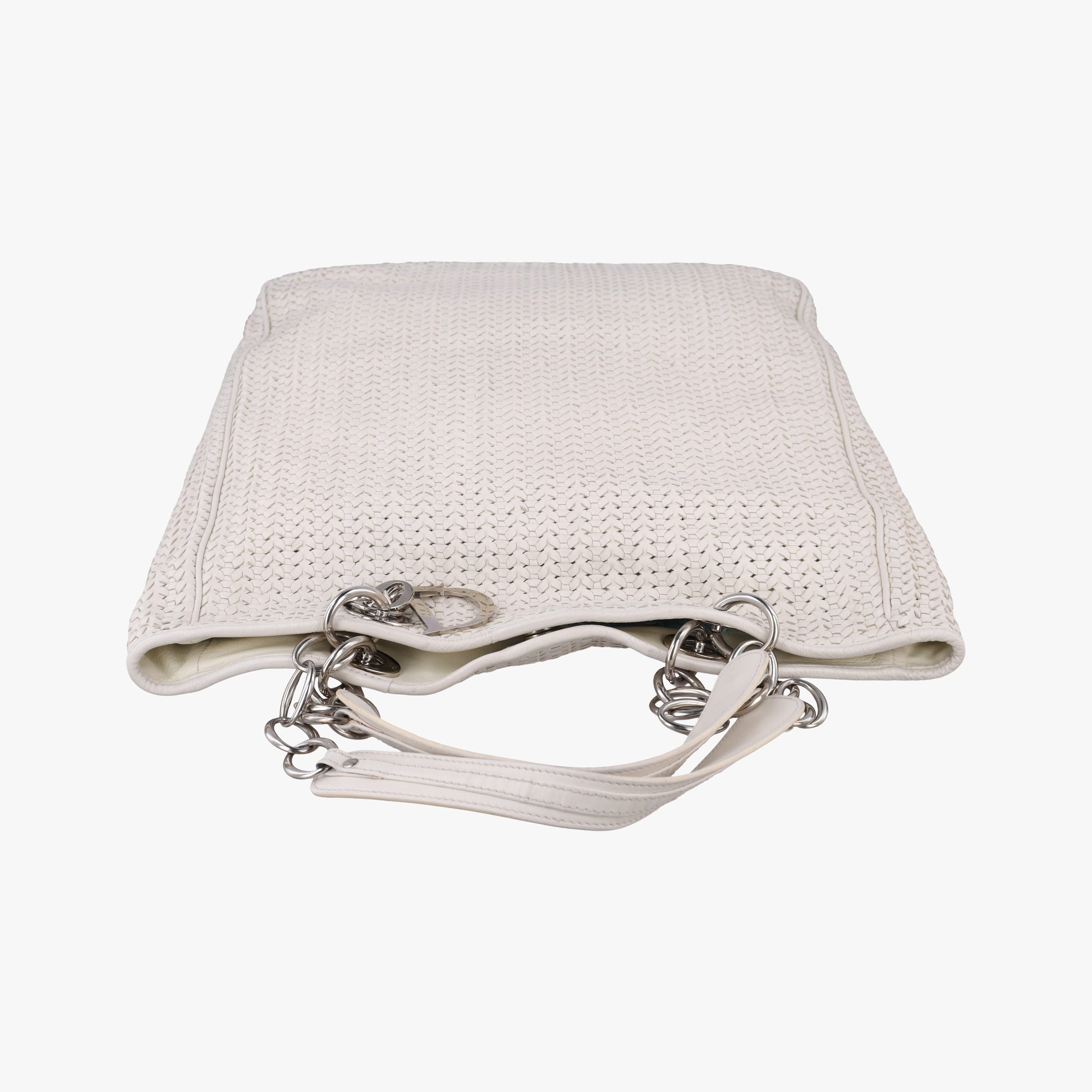 Pre-owned Christian Dior Soft Lady Dior Canage INTRECCIATO Tote White lambskin  handbag | stylenewstar