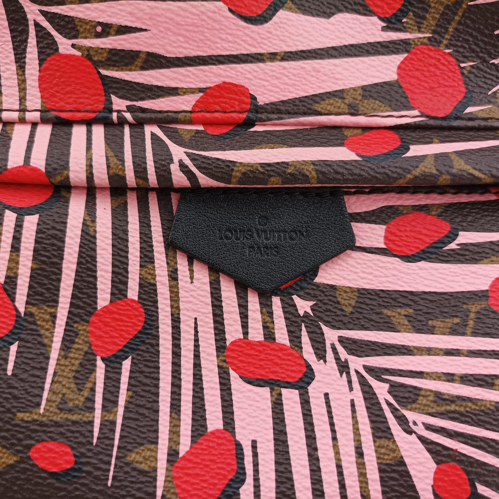 Pre-owned Louis Vuitton Palm Springs PM brown×SUGAR PINK POPPY Monogram Jungle dot M41981 backpack/rucksack | stylenewstar