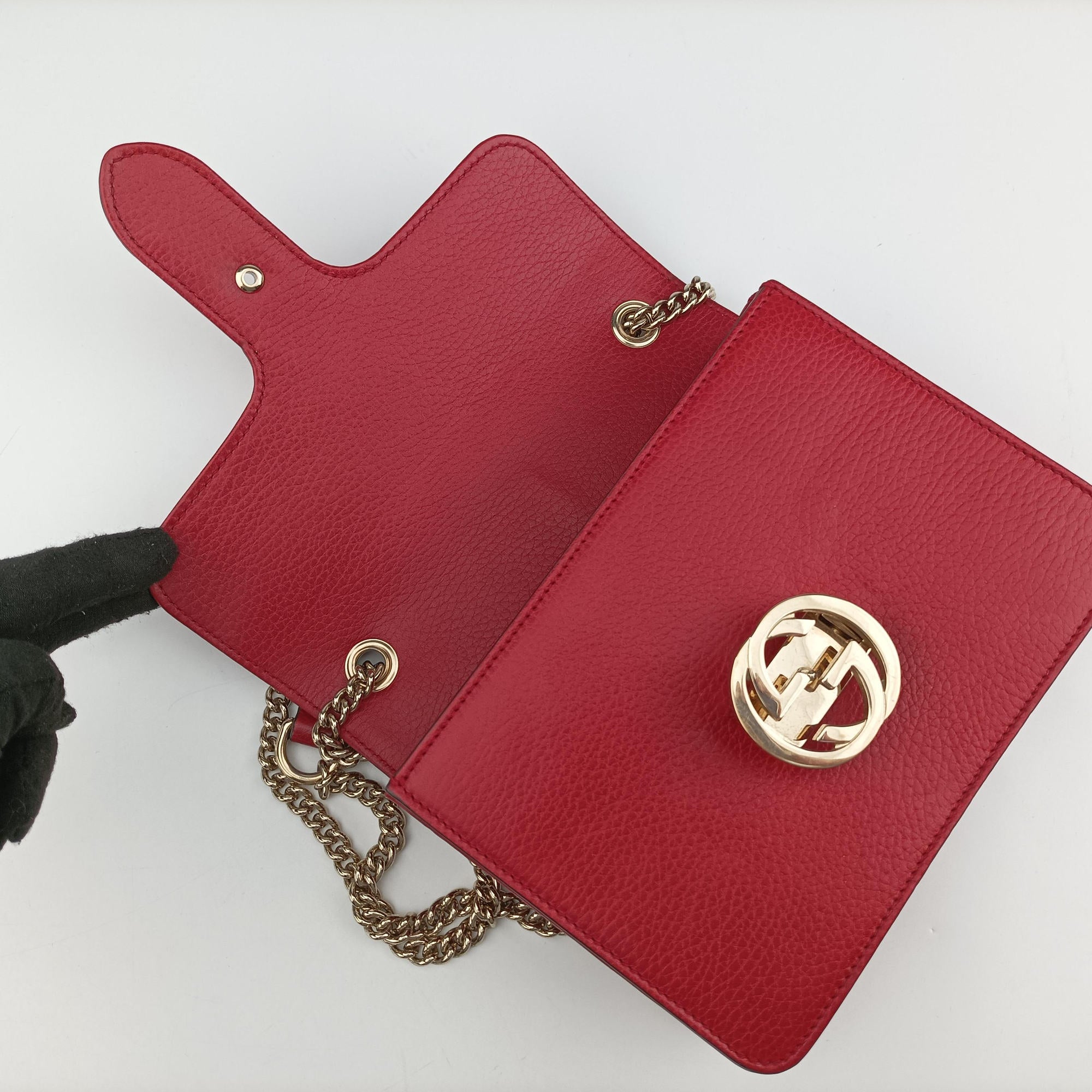 Pre-owned Gucci Interlocking G Red Leather 510304 shoulderbag | stylenewstar