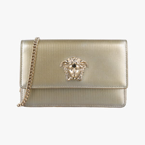 Pre-owned VERSACE medusa Golden Leather  shoulderbag | stylenewstar