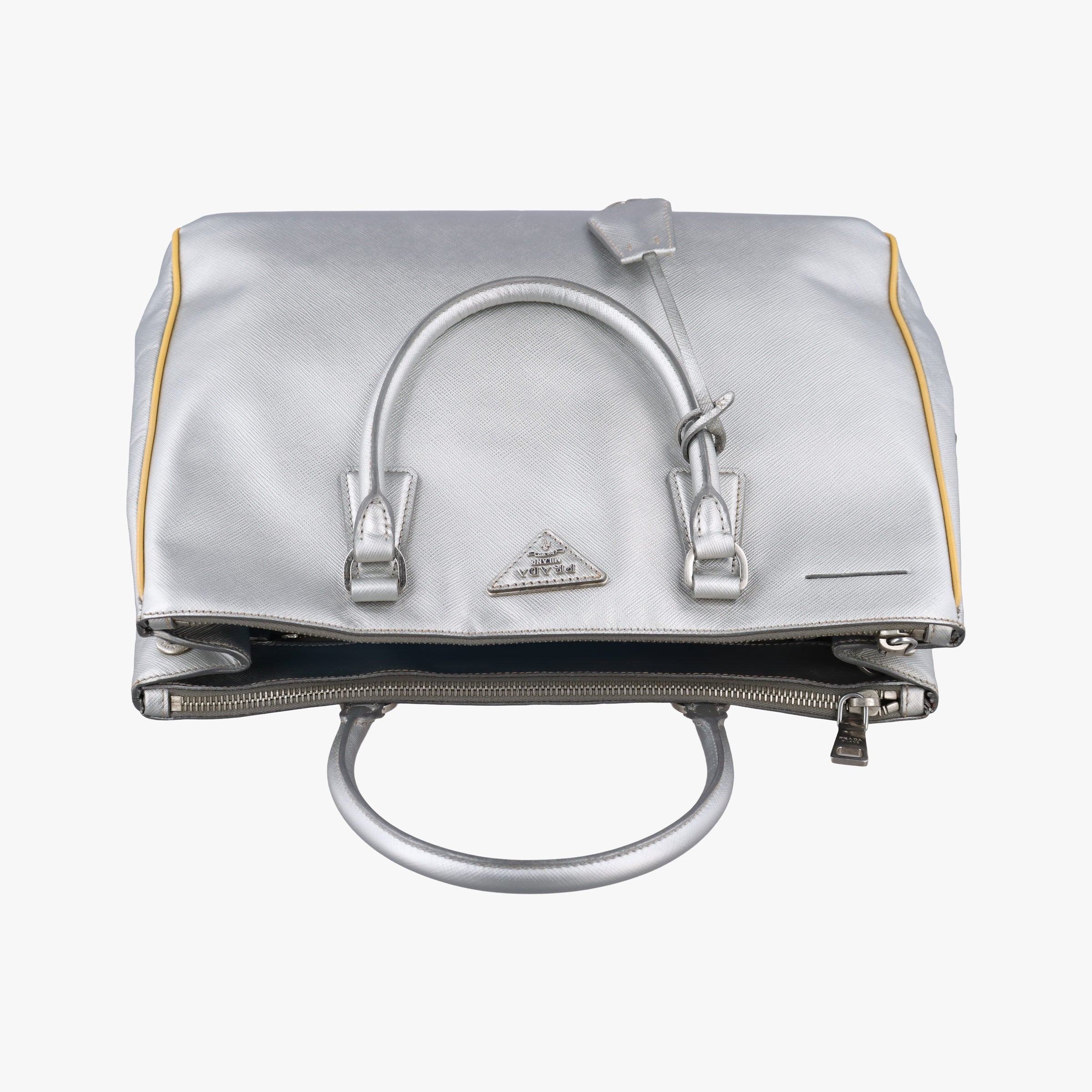 Pre-owned Prada Galleria Silver SAFFIANO Leather BN1874 shoulderbag | stylenewstar
