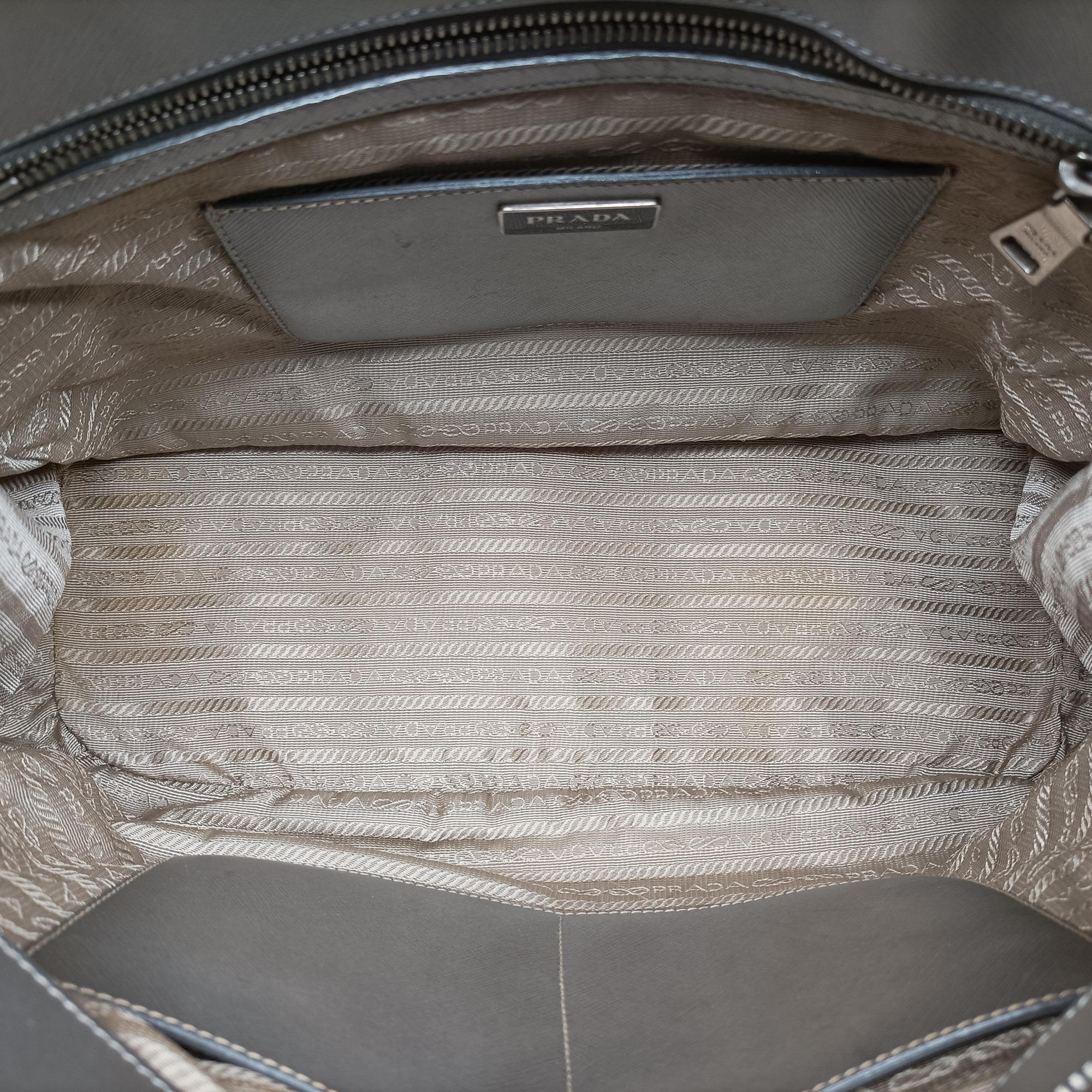Pre-owned Prada Galleria Silver SAFFIANO Leather BN1874 shoulderbag | stylenewstar