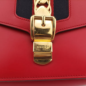 Pre-owned Gucci Sylvie Red×navy Leather 421882 shoulderbag | stylenewstar