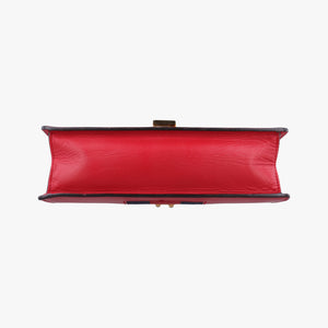 Pre-owned Gucci Sylvie Red×navy Leather 421882 shoulderbag | stylenewstar