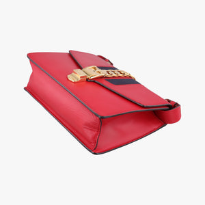 Pre-owned Gucci Sylvie Red×navy Leather 421882 shoulderbag | stylenewstar