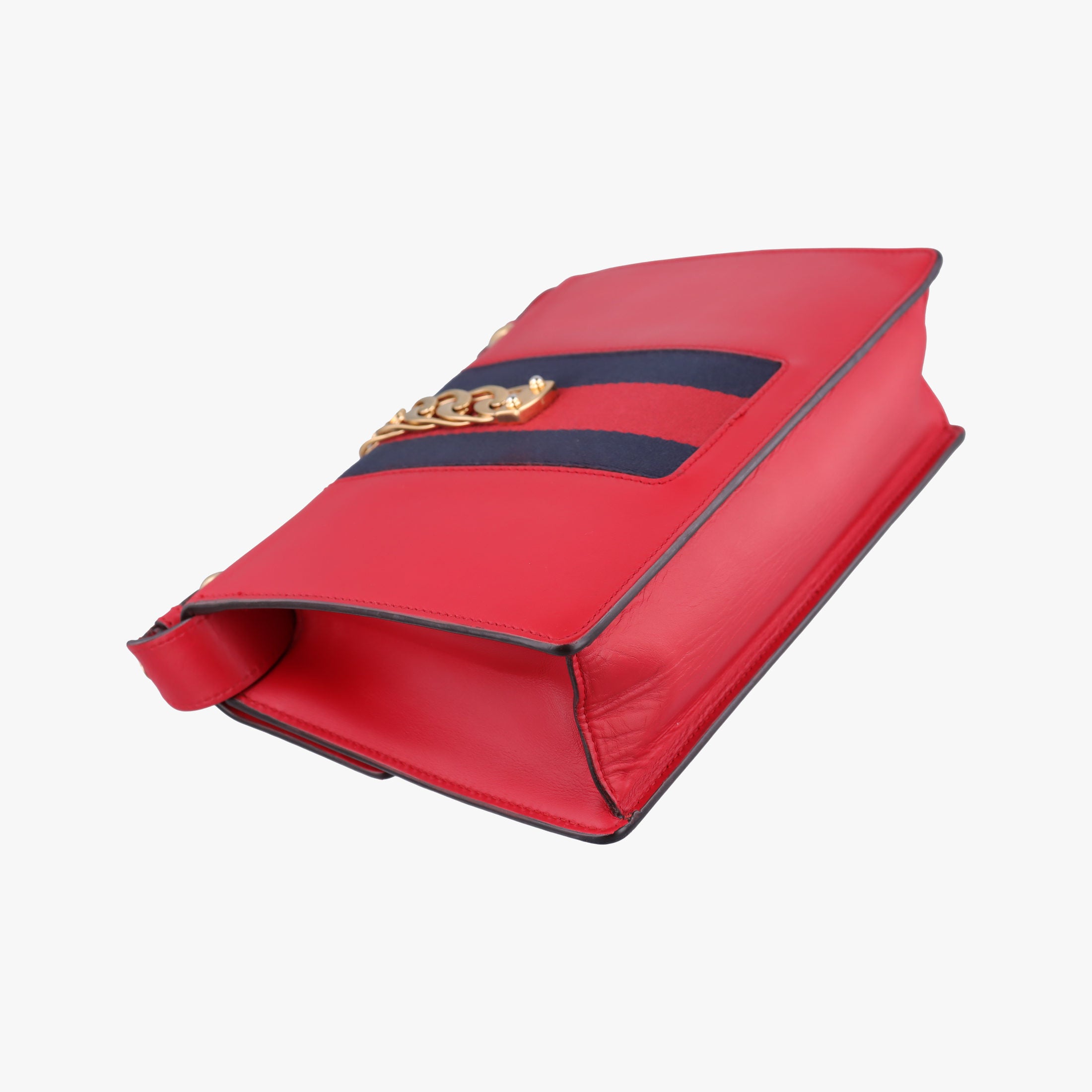 Pre-owned Gucci Sylvie Red×navy Leather 421882 shoulderbag | stylenewstar
