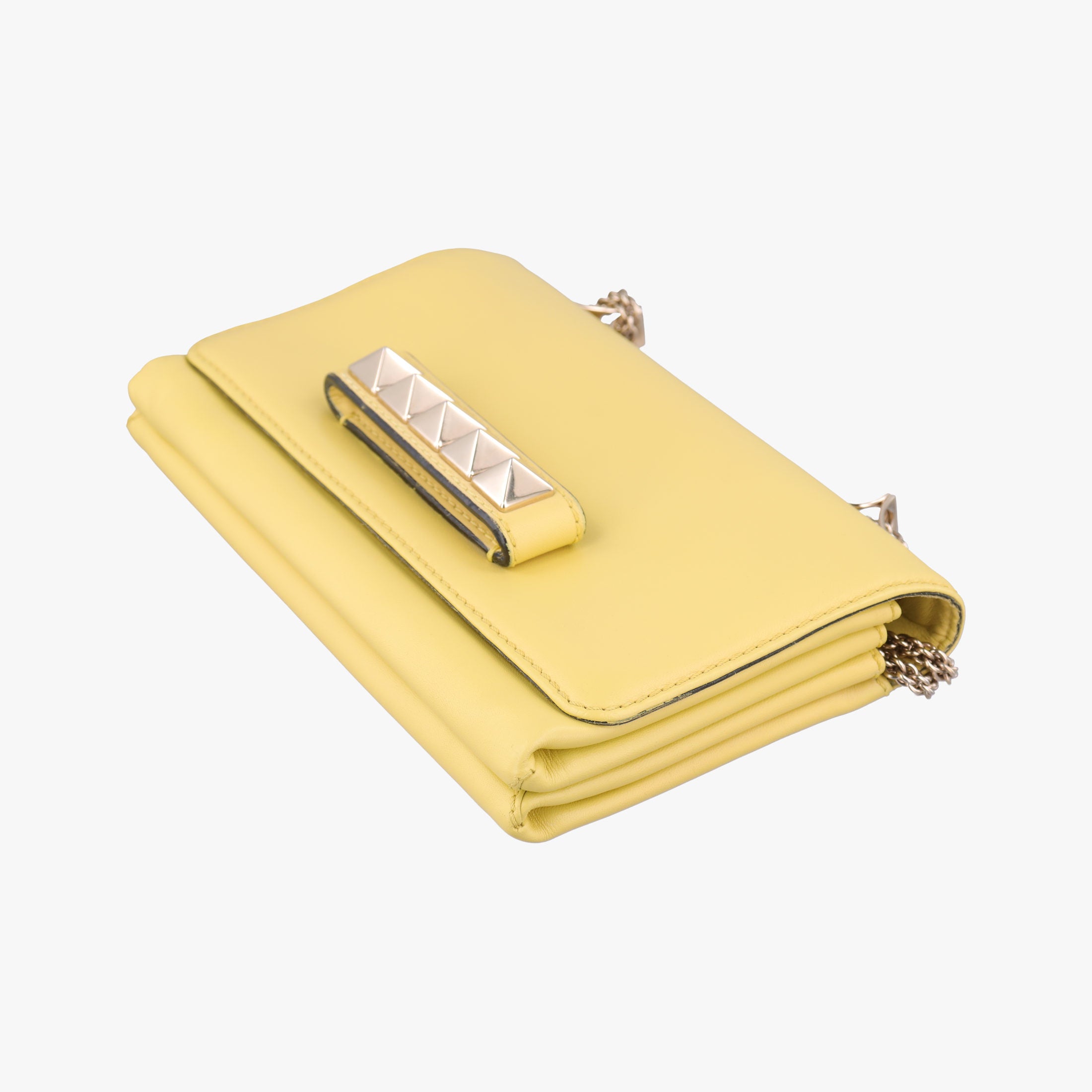 Pre-owned Valentino Rockstud Va Va Voom Yellow Leather  shoulderbag | stylenewstar
