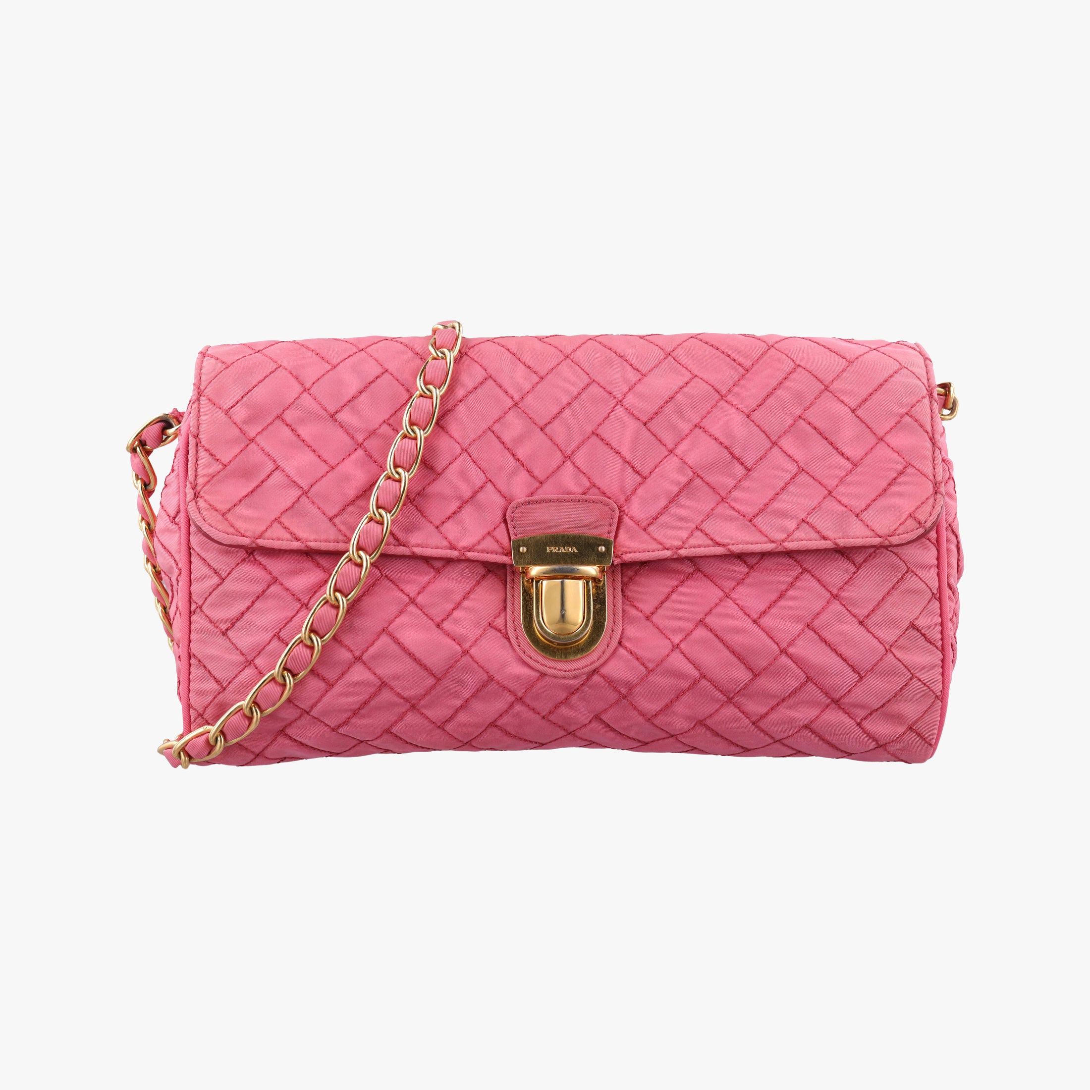 Pre-owned Prada Chain Quilting Flap Pink nylon  shoulderbag | stylenewstar