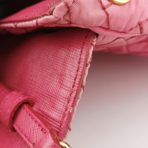 Pre-owned Prada Chain Quilting Flap Pink nylon  shoulderbag | stylenewstar