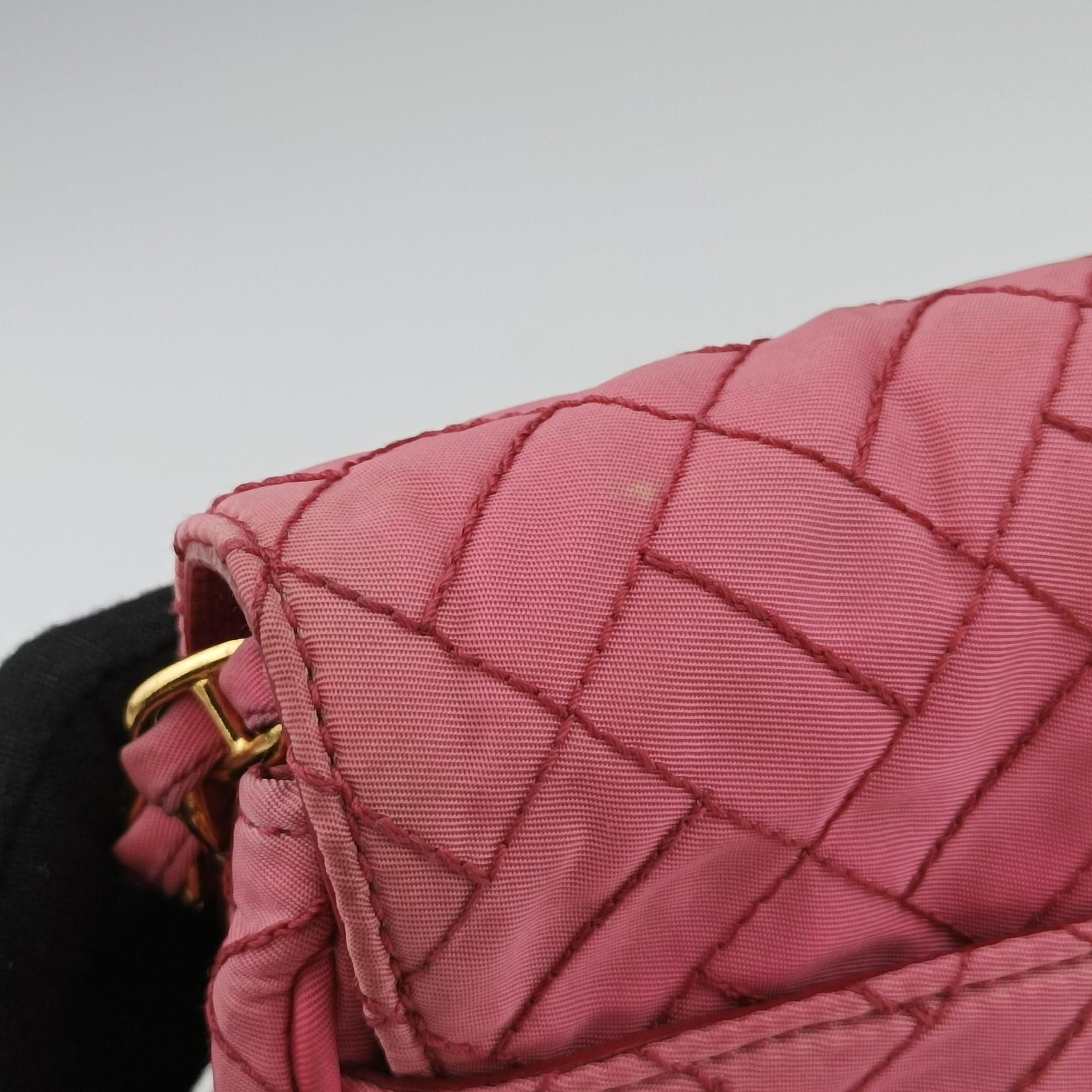 Pre-owned Prada Chain Quilting Flap Pink nylon  shoulderbag | stylenewstar