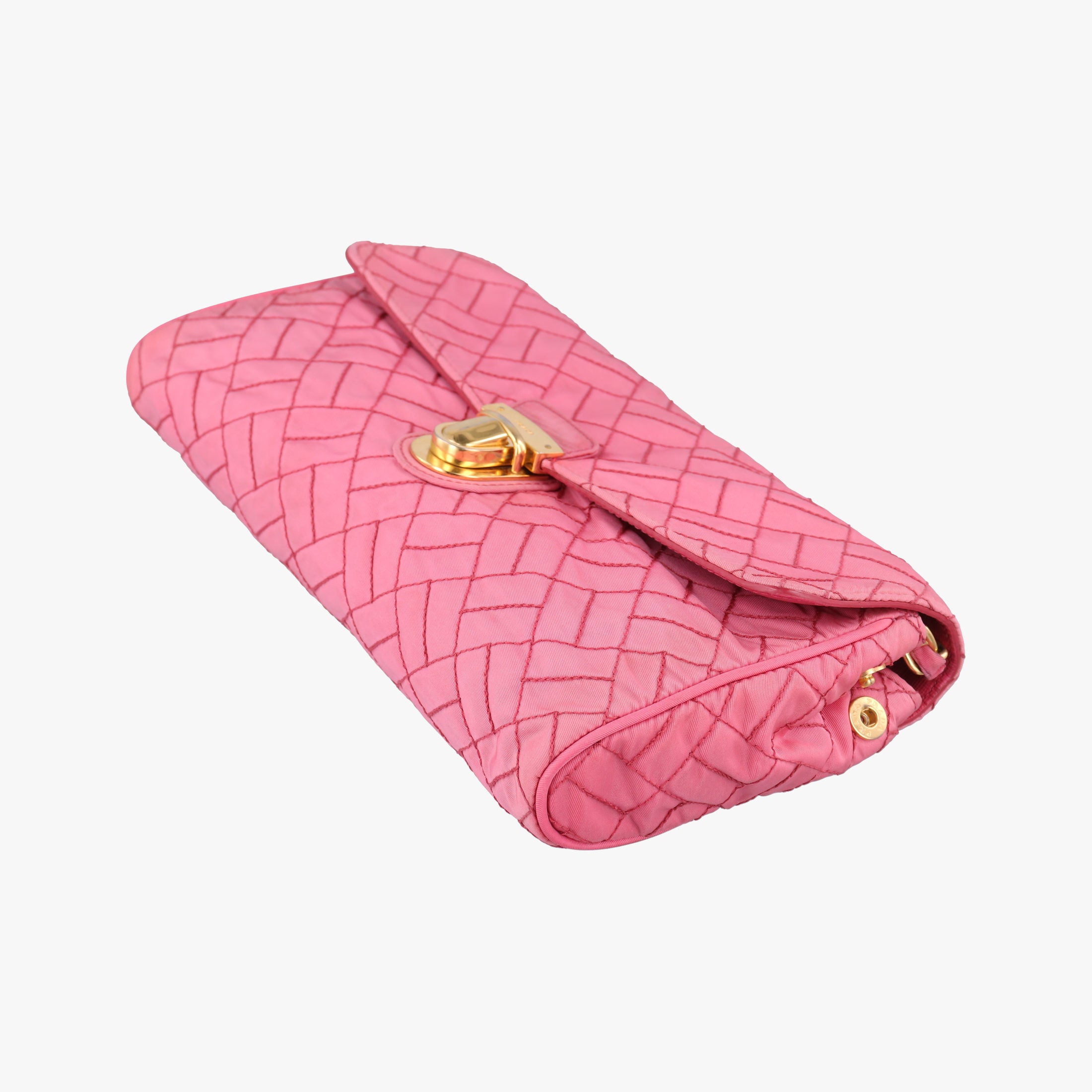 Pre-owned Prada Chain Quilting Flap Pink nylon  shoulderbag | stylenewstar