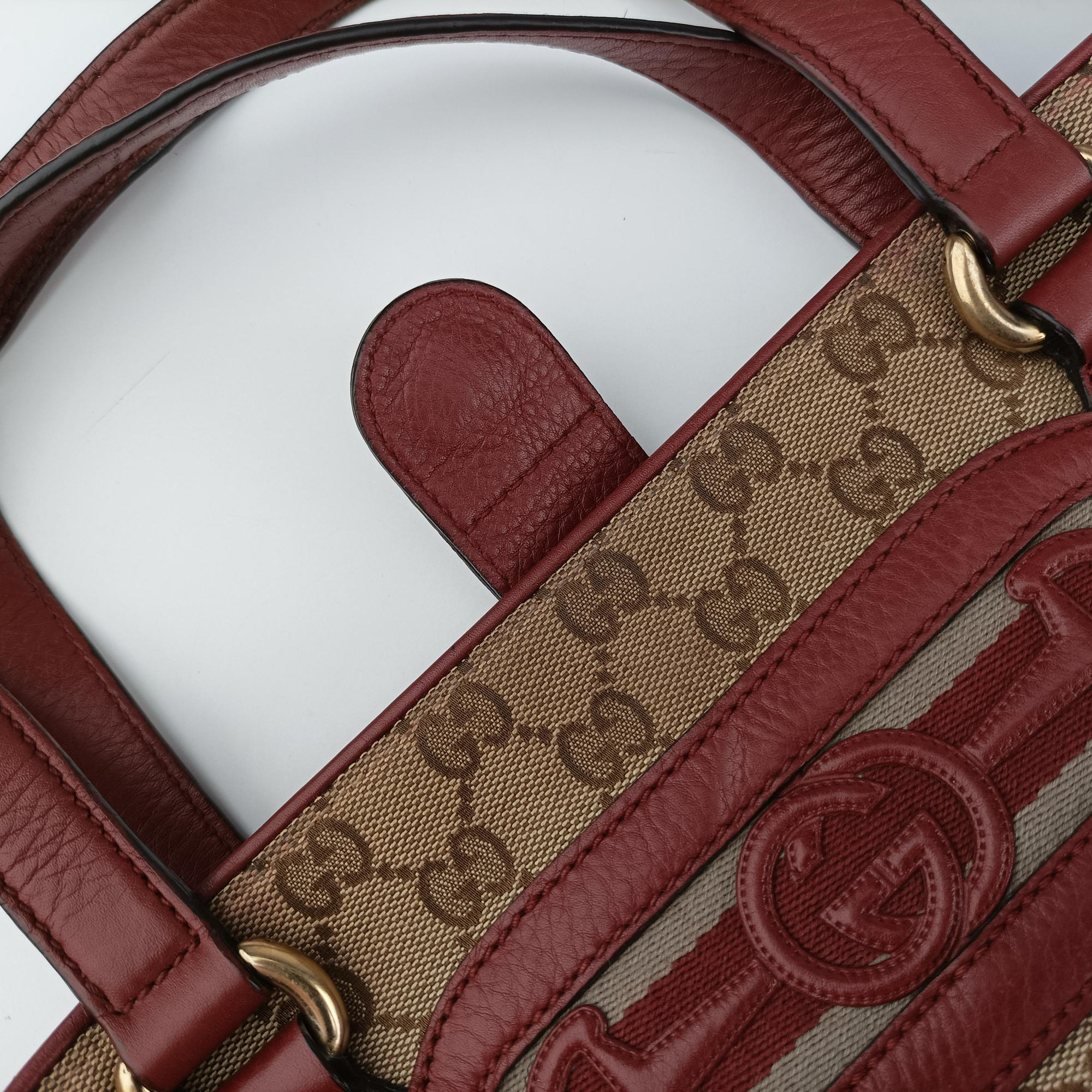Secondhand Gucci GG Canvas Sherry Red×Beige canvas×leather 296850 handbag | stylenewstar