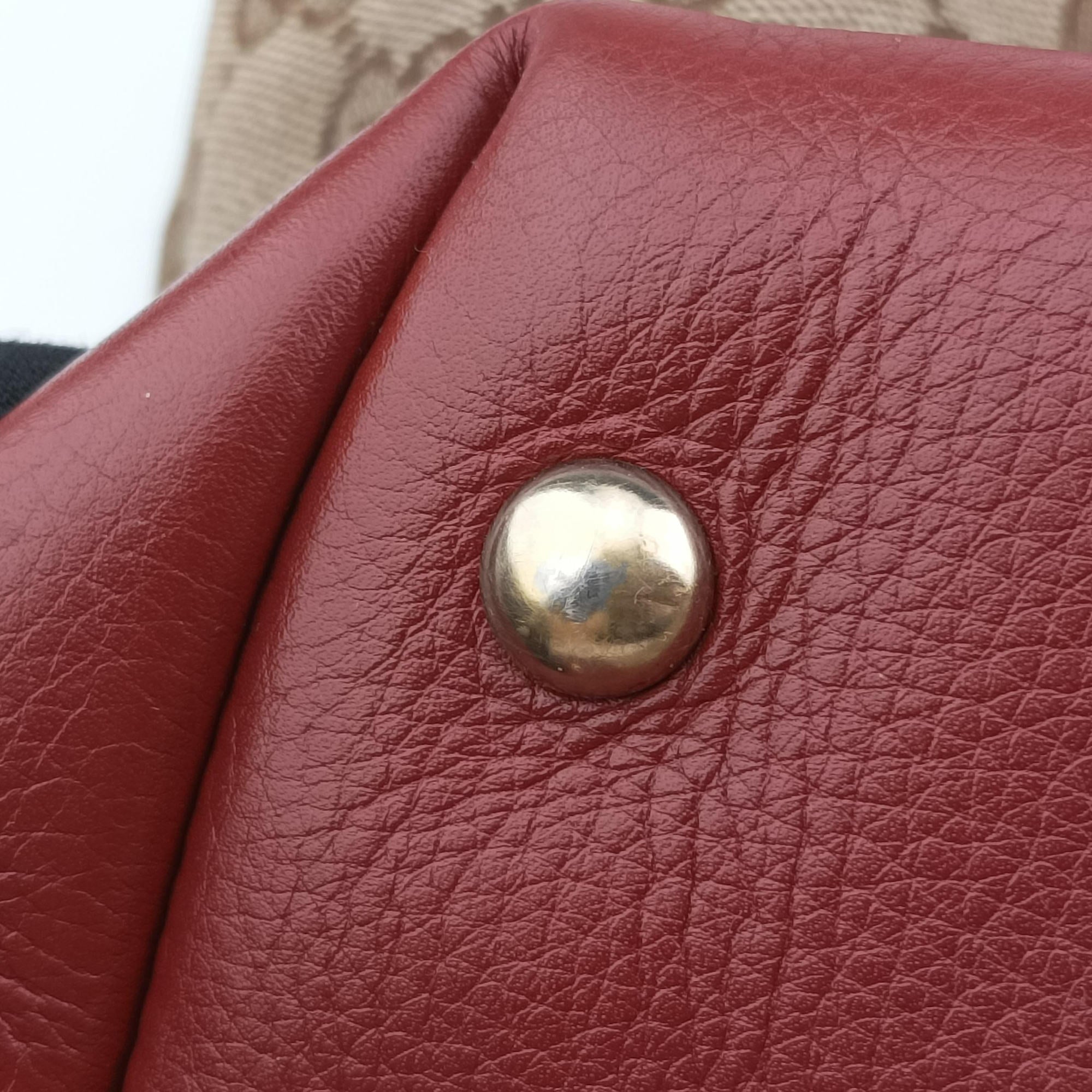 Secondhand Gucci GG Canvas Sherry Red×Beige canvas×leather 296850 handbag | stylenewstar