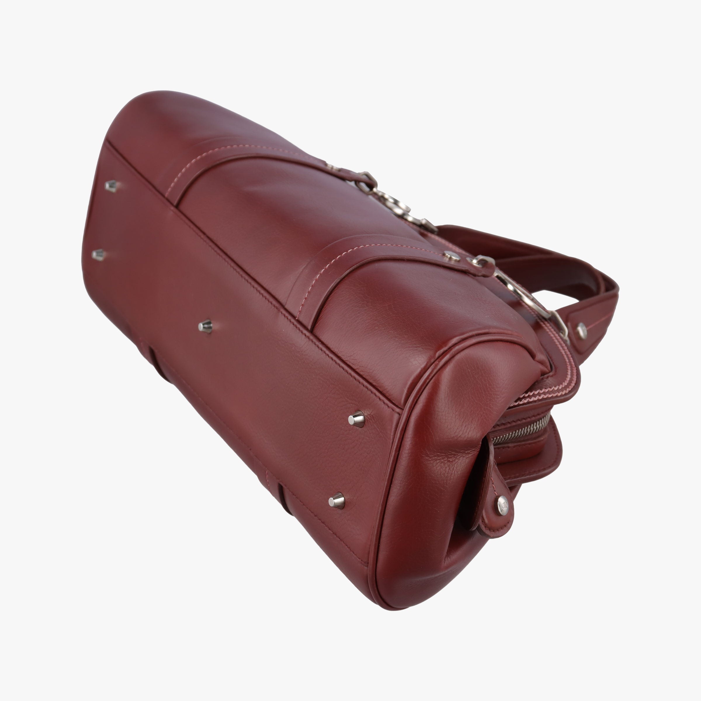 Pre-owned Christian Dior Romantic Flowers Burgundy Leather  shoulderbag | stylenewstar