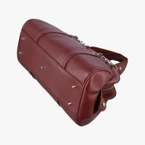 Pre-owned Christian Dior Romantic Flowers Burgundy Leather  shoulderbag | stylenewstar