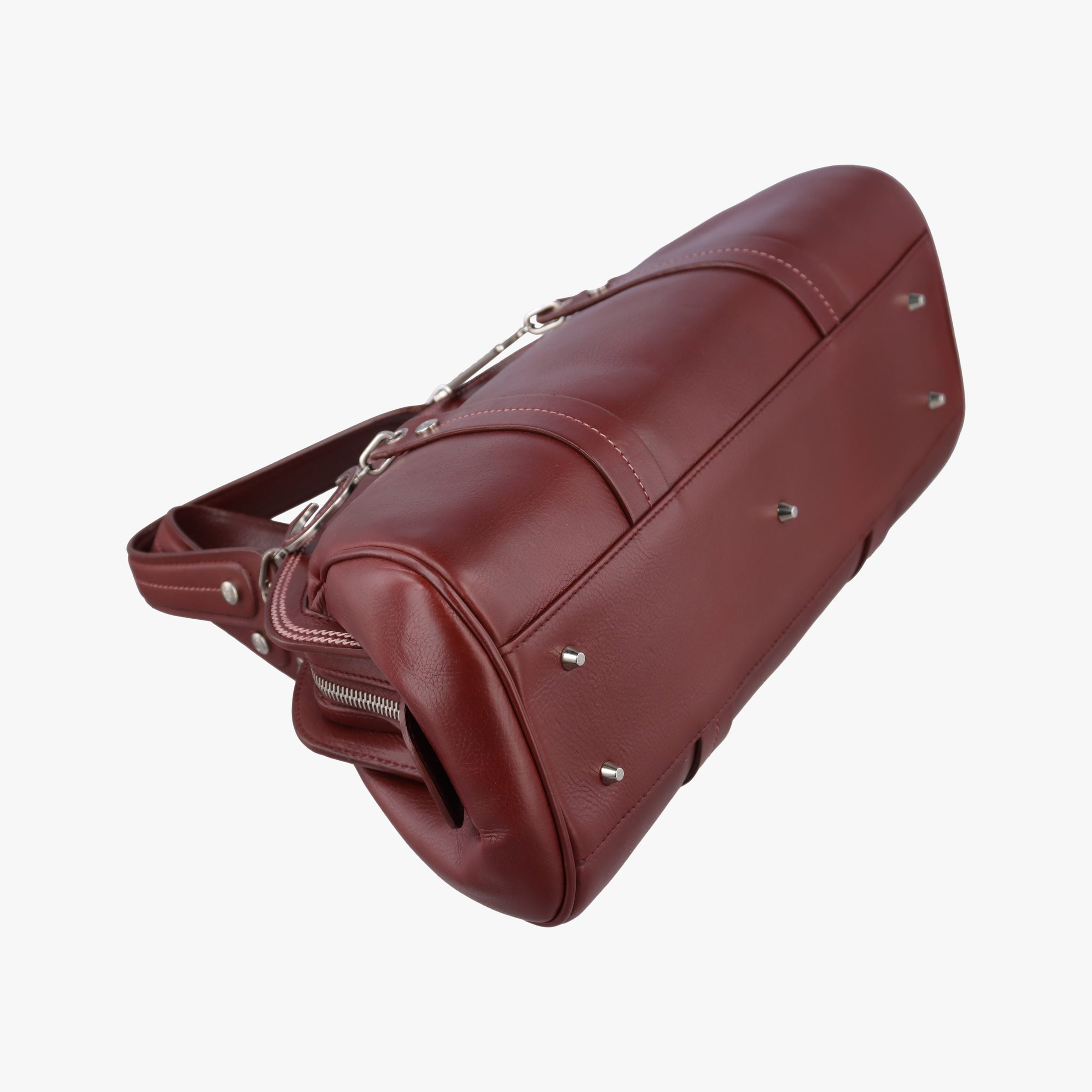 Pre-owned Christian Dior Romantic Flowers Burgundy Leather  shoulderbag | stylenewstar