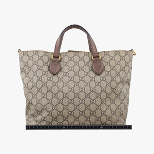 Pre-owned Gucci GG Supreme Bosco PATCHED beige×Multicolour PVC coated canvas 473887 handbag | stylenewstar