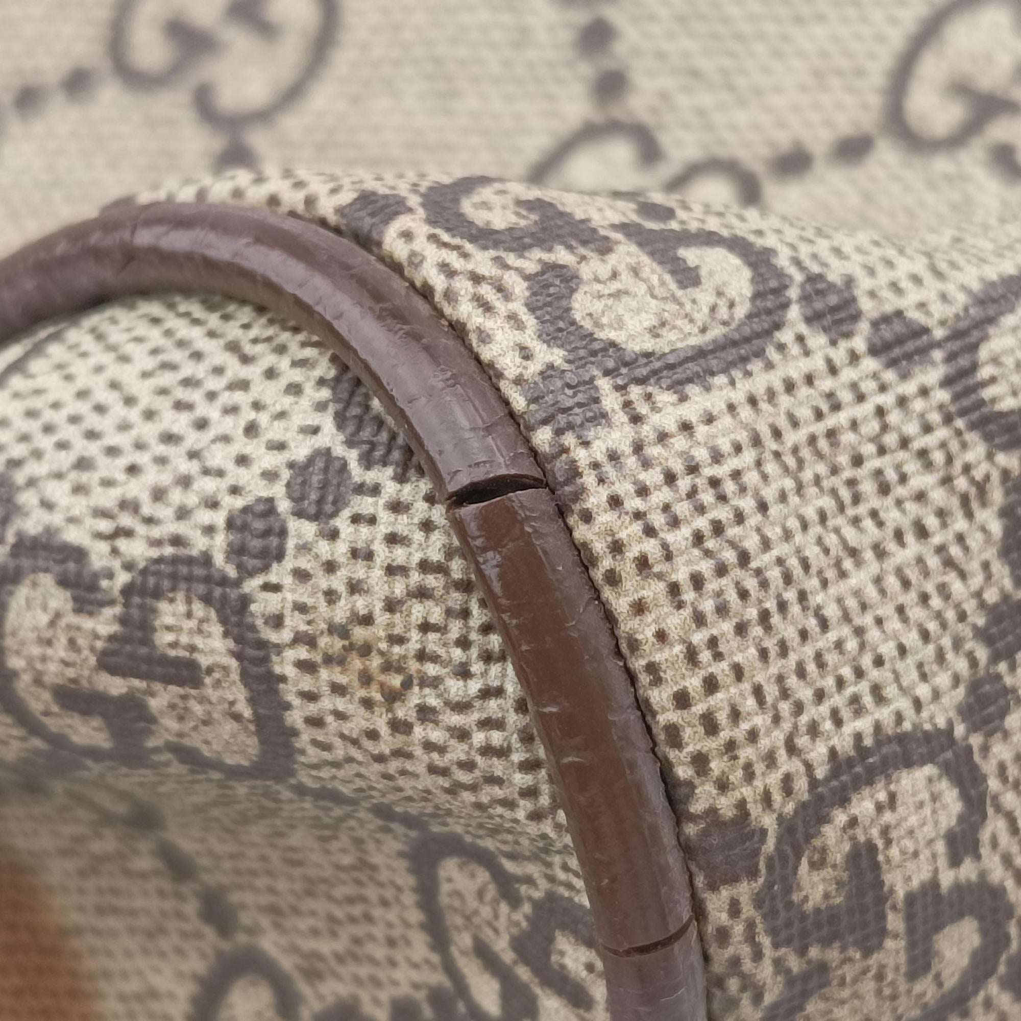 Pre-owned Gucci GG Supreme Bosco PATCHED beige×Multicolour PVC coated canvas 473887 handbag | stylenewstar