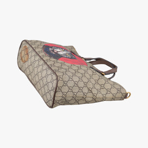 Pre-owned Gucci GG Supreme Bosco PATCHED beige×Multicolour PVC coated canvas 473887 handbag | stylenewstar