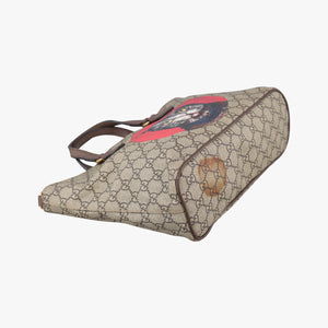 Pre-owned Gucci GG Supreme Bosco PATCHED beige×Multicolour PVC coated canvas 473887 handbag | stylenewstar