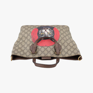Pre-owned Gucci GG Supreme Bosco PATCHED beige×Multicolour PVC coated canvas 473887 handbag | stylenewstar