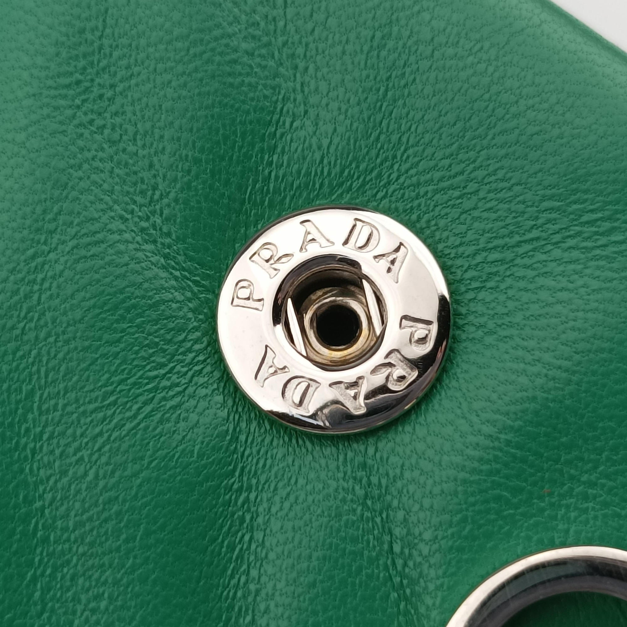 Vintage Prada triangle mini Green Leather  shoulderbag | stylenewstar