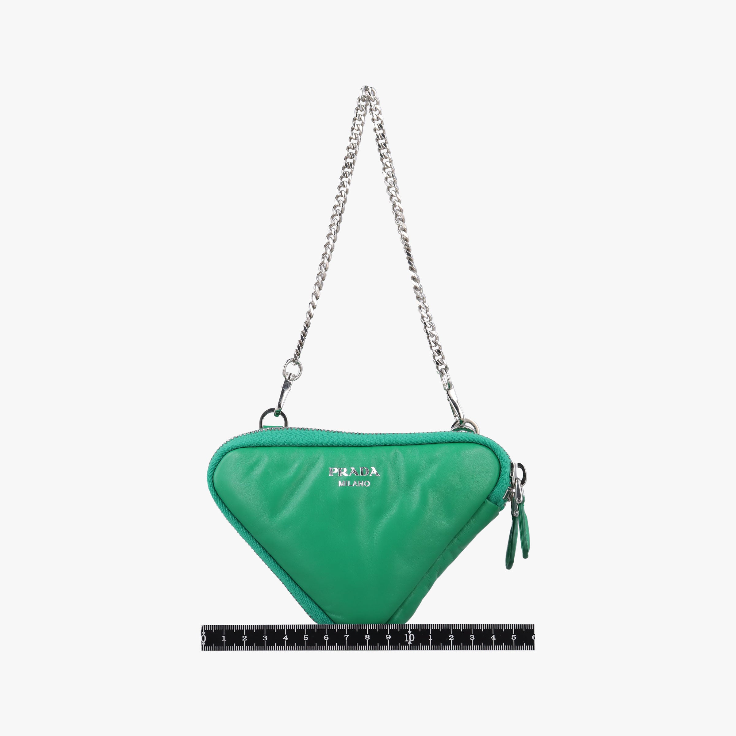 Vintage Prada triangle mini Green Leather  shoulderbag | stylenewstar