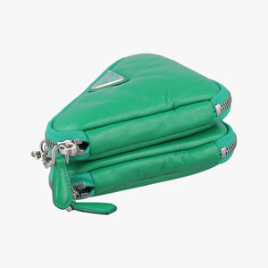 Vintage Prada triangle mini Green Leather  shoulderbag | stylenewstar
