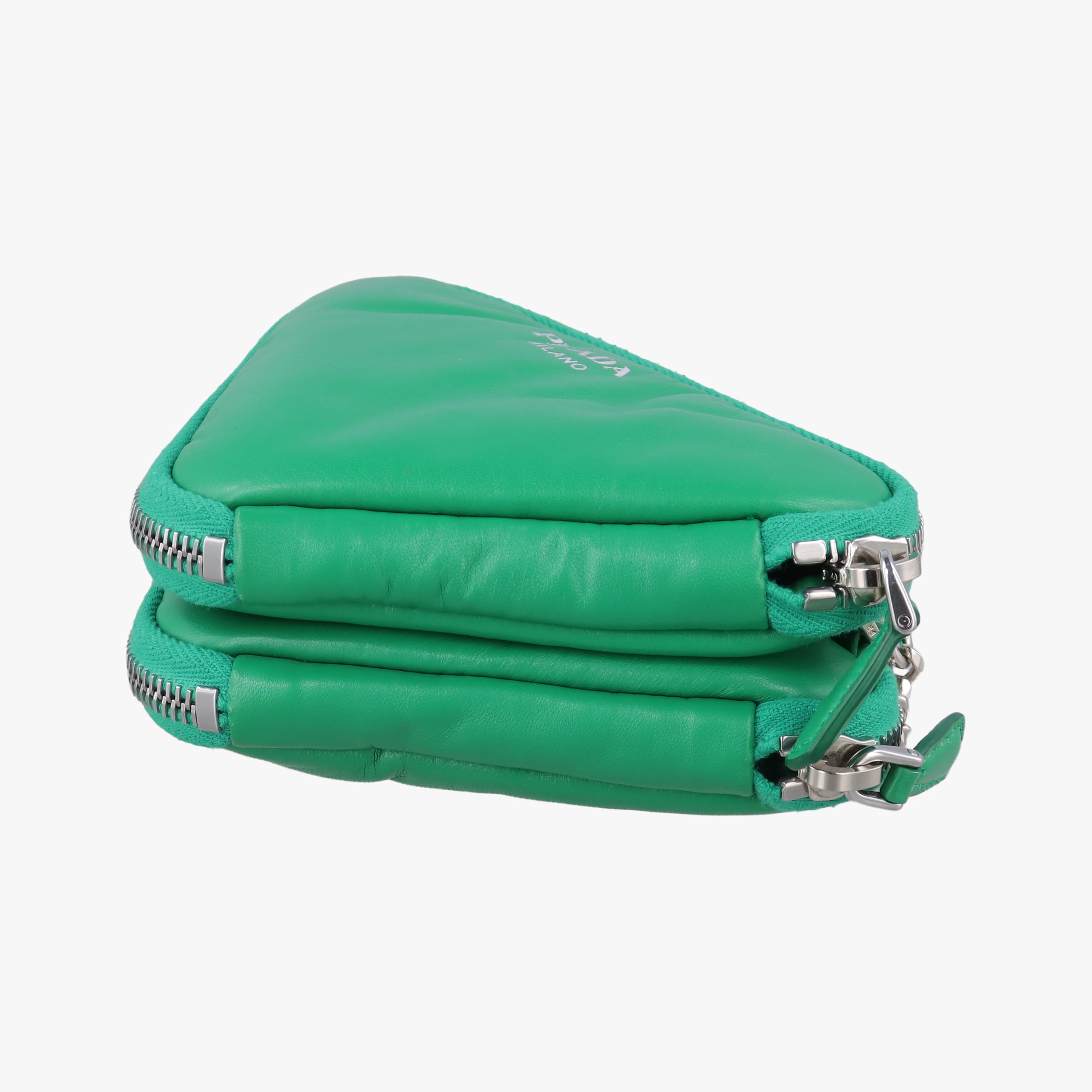 Vintage Prada triangle mini Green Leather  shoulderbag | stylenewstar
