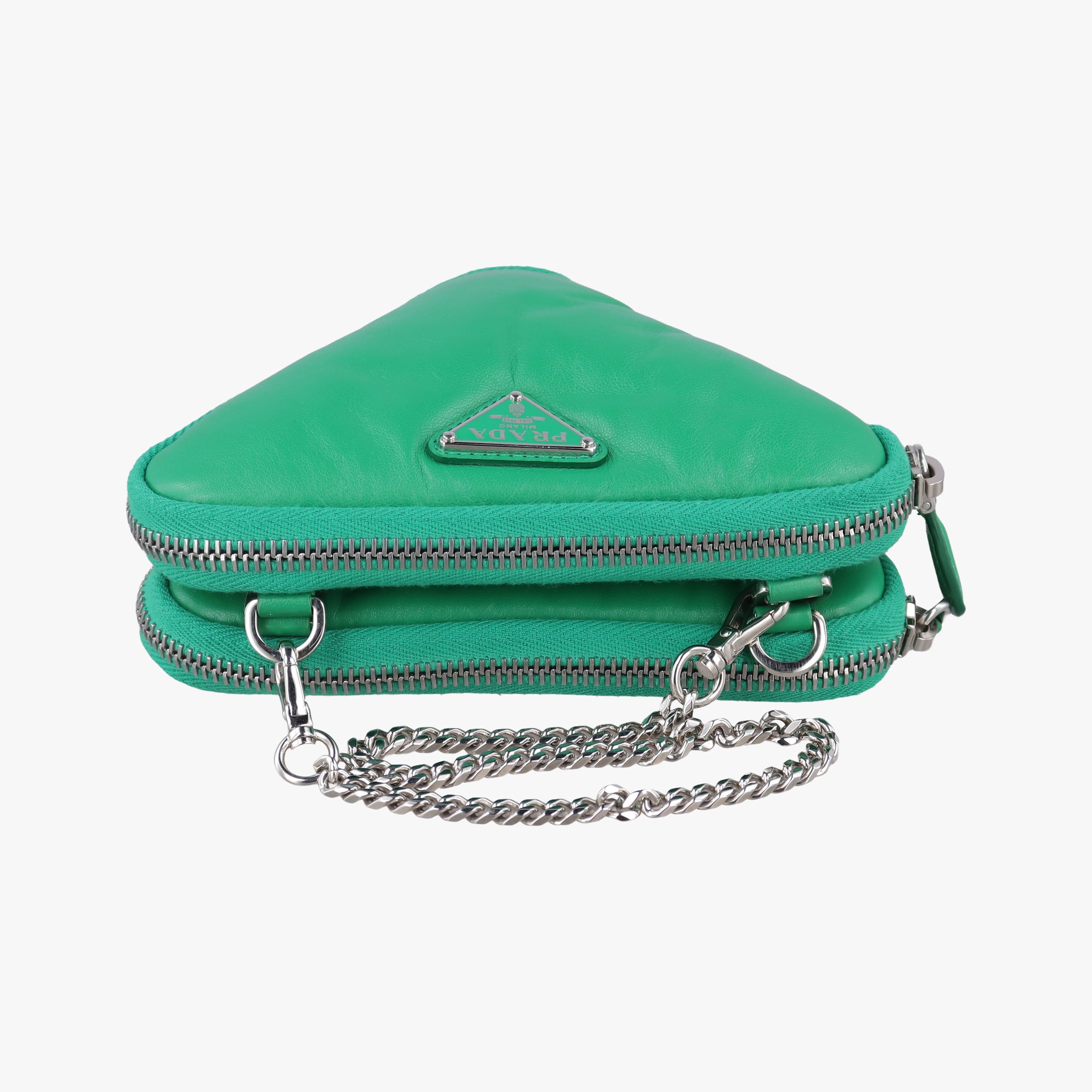 Vintage Prada triangle mini Green Leather  shoulderbag | stylenewstar