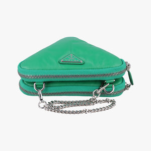Vintage Prada triangle mini Green Leather  shoulderbag | stylenewstar