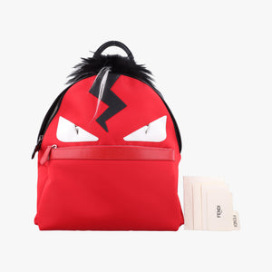 Pre-owned Fendi monster bag bugs Red x Black Nylon x leather 7VZ012 backpack/rucksack | stylenewstar