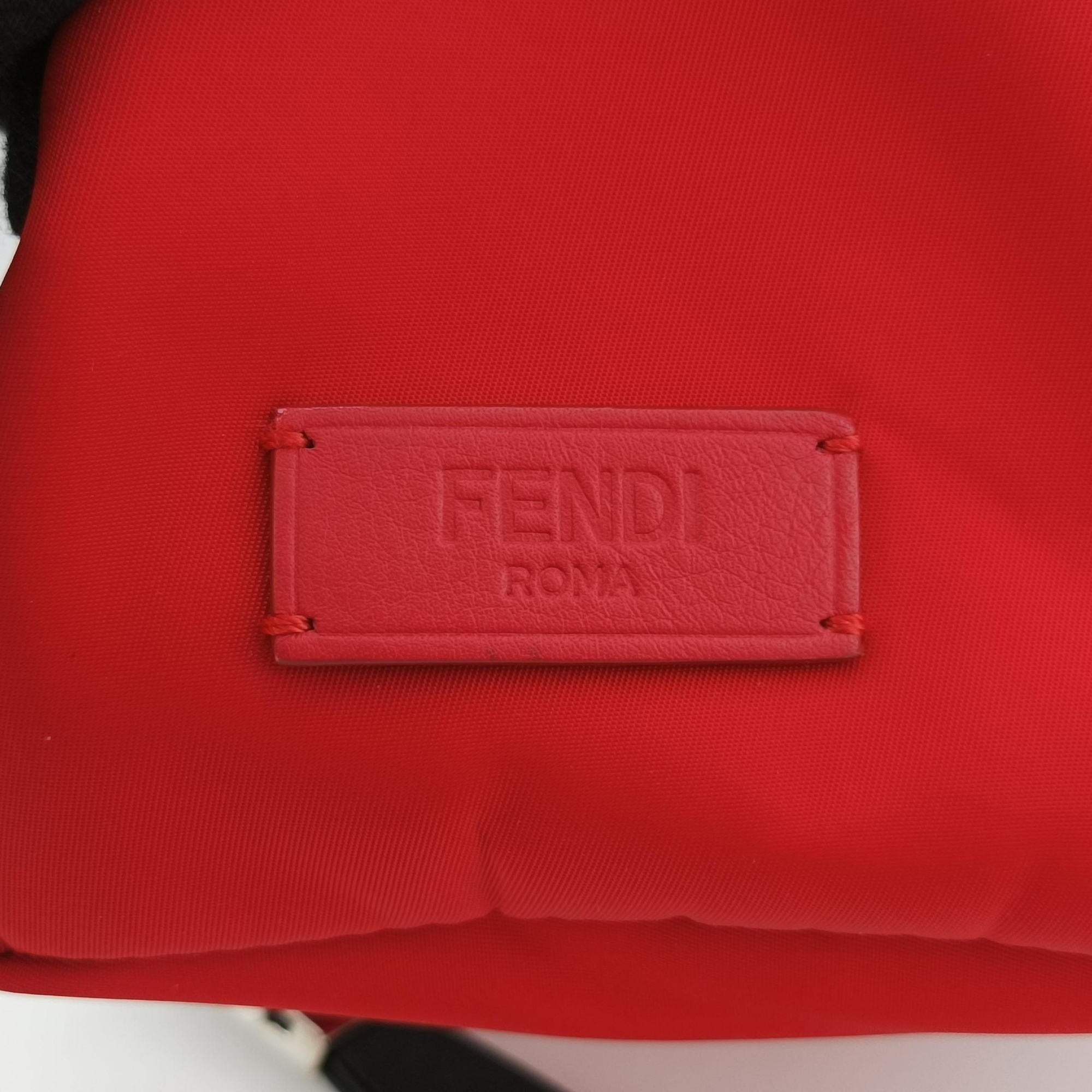 Pre-owned Fendi monster bag bugs Red x Black Nylon x leather 7VZ012 backpack/rucksack | stylenewstar
