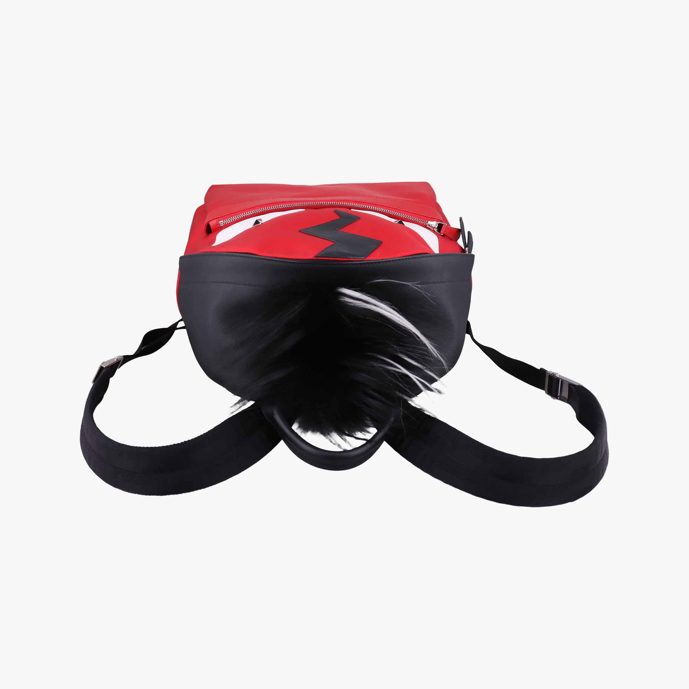 Pre-owned Fendi monster bag bugs Red x Black Nylon x leather 7VZ012 backpack/rucksack | stylenewstar