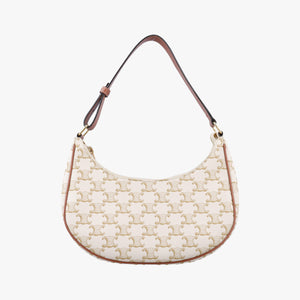 Pre-owned Celine Triomphe AVA White PVC coated canvas  shoulderbag | stylenewstar