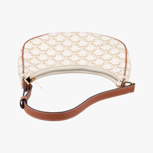 Pre-owned Celine Triomphe AVA White PVC coated canvas  shoulderbag | stylenewstar