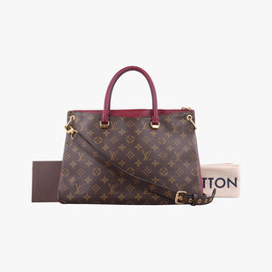 Pre-owned Louis Vuitton PALLAS Brown×RAISIN Monogram Canvas×calf leather M42810 shoulderbag | stylenewstar