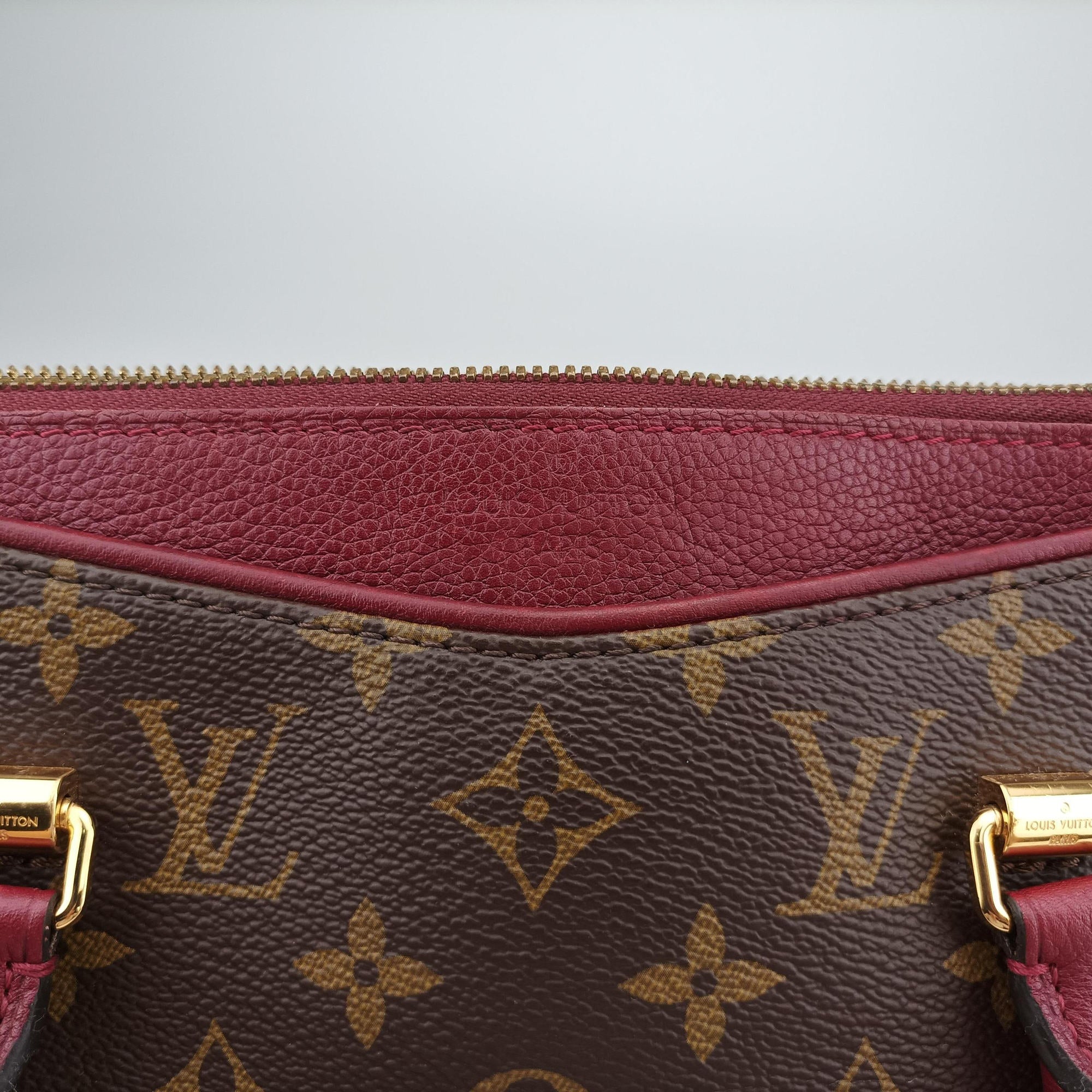 Pre-owned Louis Vuitton PALLAS Brown×RAISIN Monogram Canvas×calf leather M42810 shoulderbag | stylenewstar