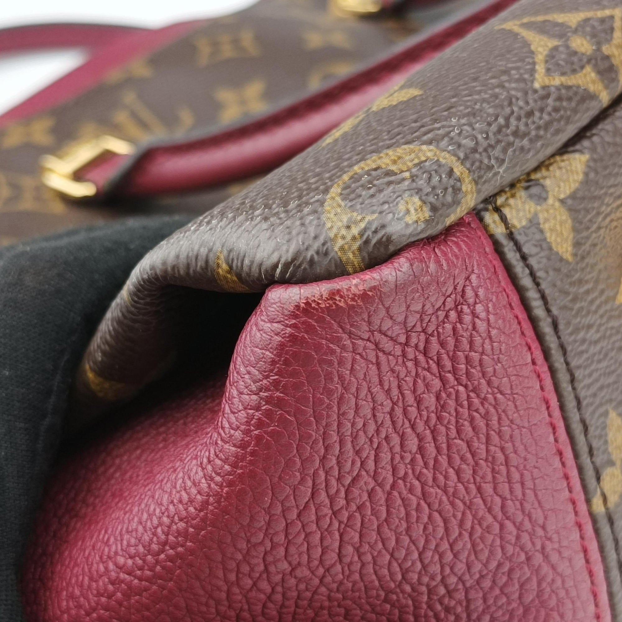 Pre-owned Louis Vuitton PALLAS Brown×RAISIN Monogram Canvas×calf leather M42810 shoulderbag | stylenewstar