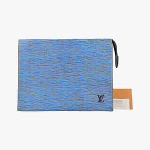 Pre-owned Louis Vuitton Poche Toilette Bag Denim Epi M54654 clutchbag | stylenewstar