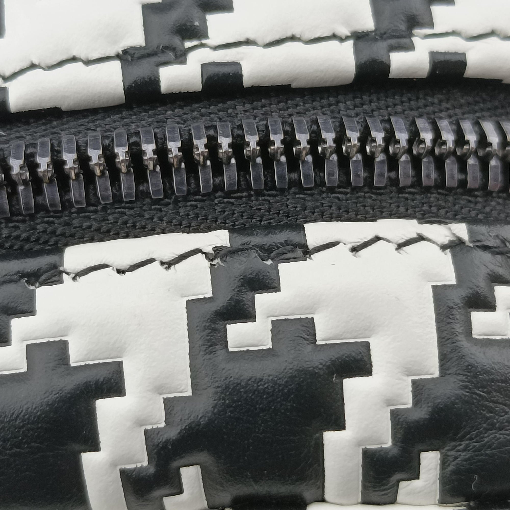 Pre-owned Christian Dior Houndstooth vanity bag Black and White Leather  shoulderbag | stylenewstar