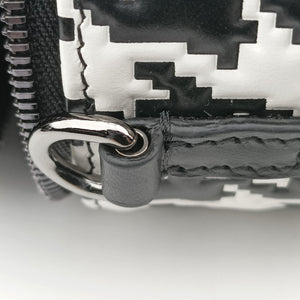 Pre-owned Christian Dior Houndstooth vanity bag Black and White Leather  shoulderbag | stylenewstar