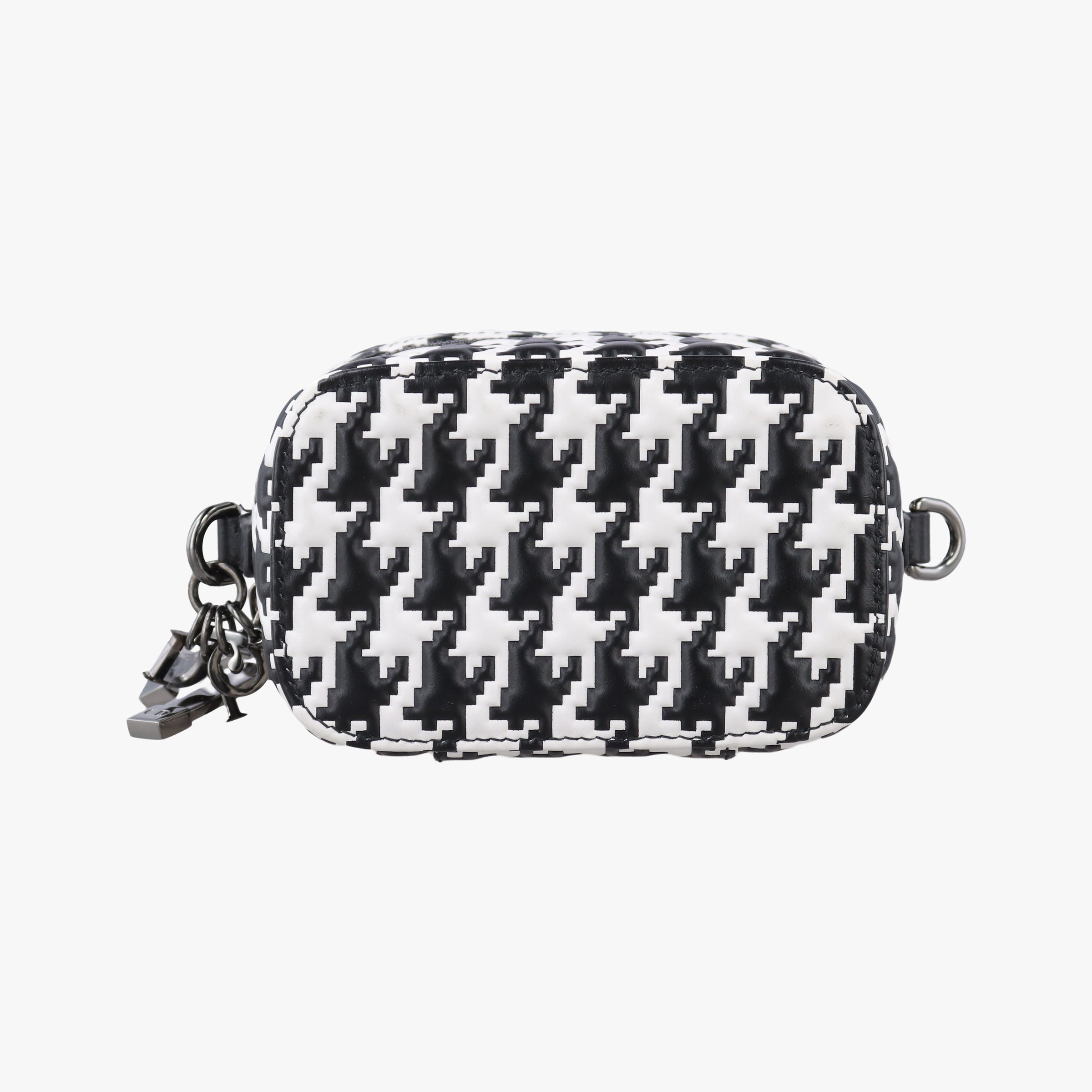 Pre-owned Christian Dior Houndstooth vanity bag Black and White Leather  shoulderbag | stylenewstar