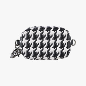 Pre-owned Christian Dior Houndstooth vanity bag Black and White Leather  shoulderbag | stylenewstar