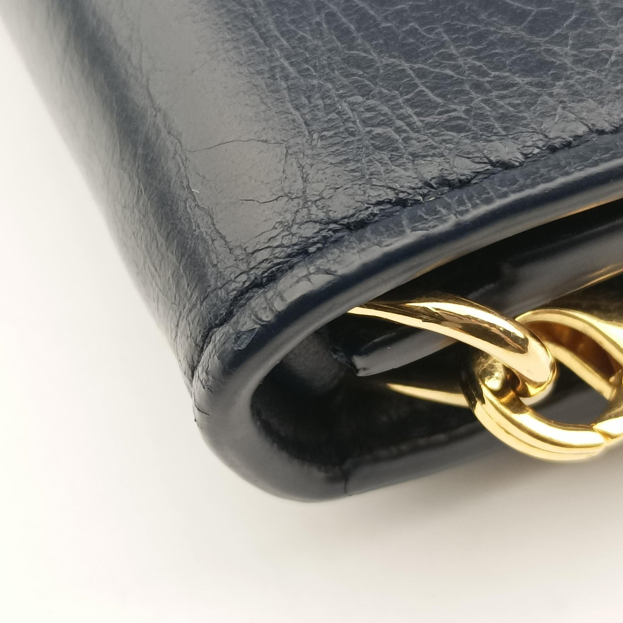 Pre-owned Christian Dior 30 Montaigne Navy leather  shoulderbag | stylenewstar