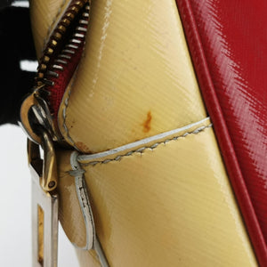 Pre-owned Prada Triangle logo Red×Yellow Patent  shoulderbag | stylenewstar