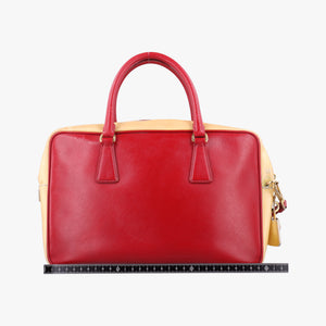 Pre-owned Prada Triangle logo Red×Yellow Patent  shoulderbag | stylenewstar