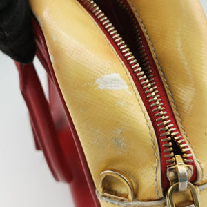Pre-owned Prada Triangle logo Red×Yellow Patent  shoulderbag | stylenewstar