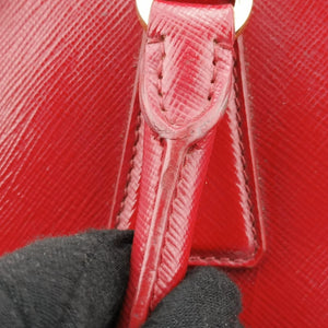 Pre-owned Prada Triangle logo Red×Yellow Patent  shoulderbag | stylenewstar